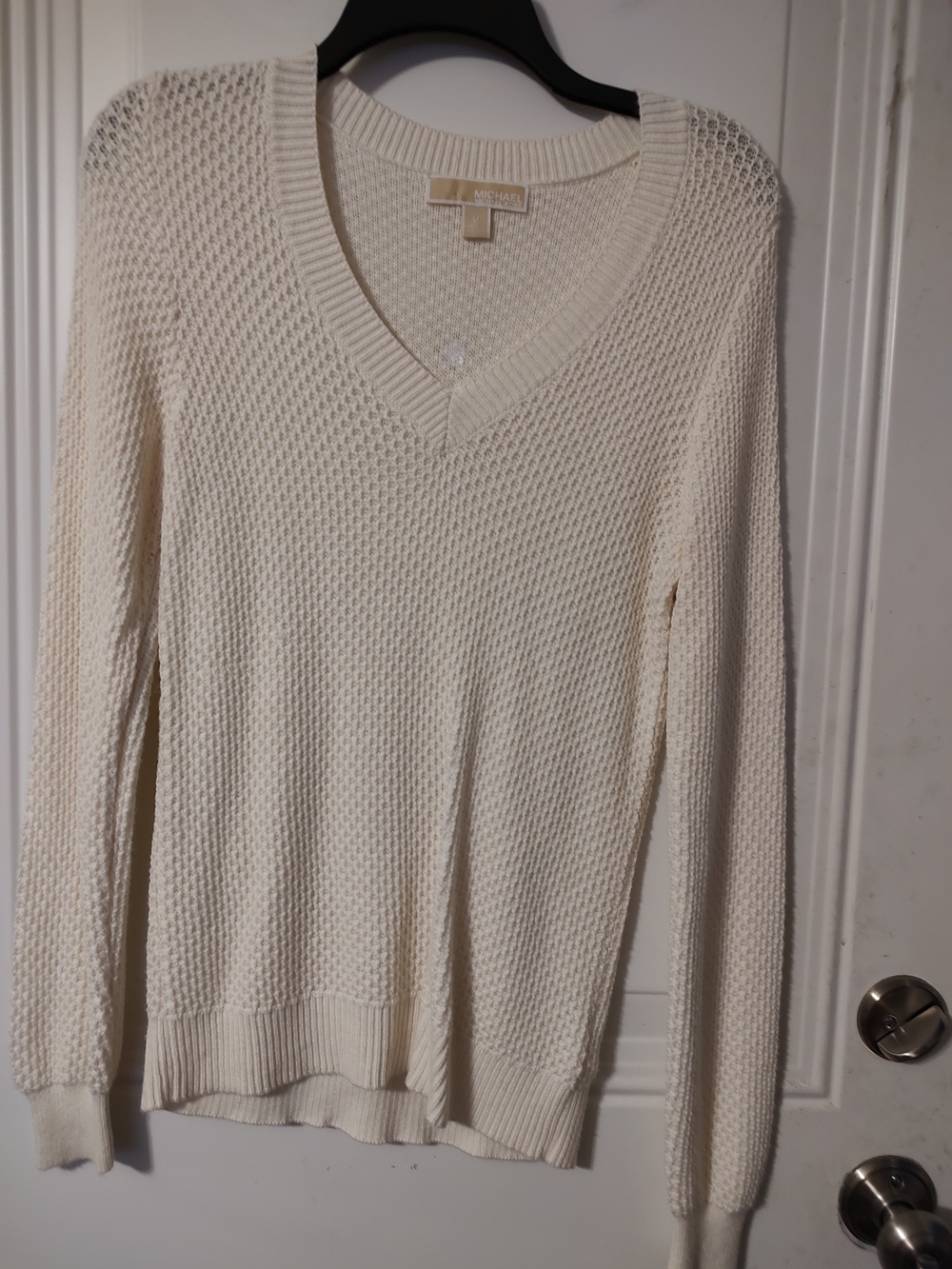 Vince Ivory V-Neck Knit Sweater